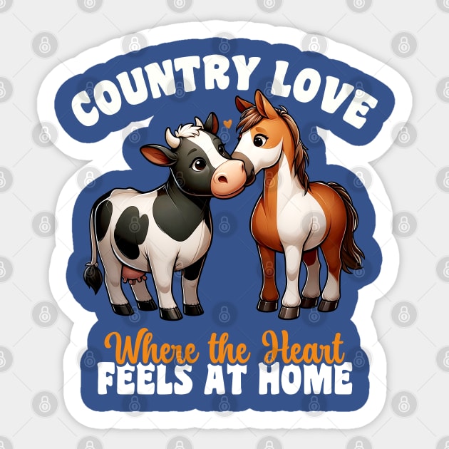 Country Love Where the Heart is at Home – Village Life Love Sticker by Infinitee Shirts